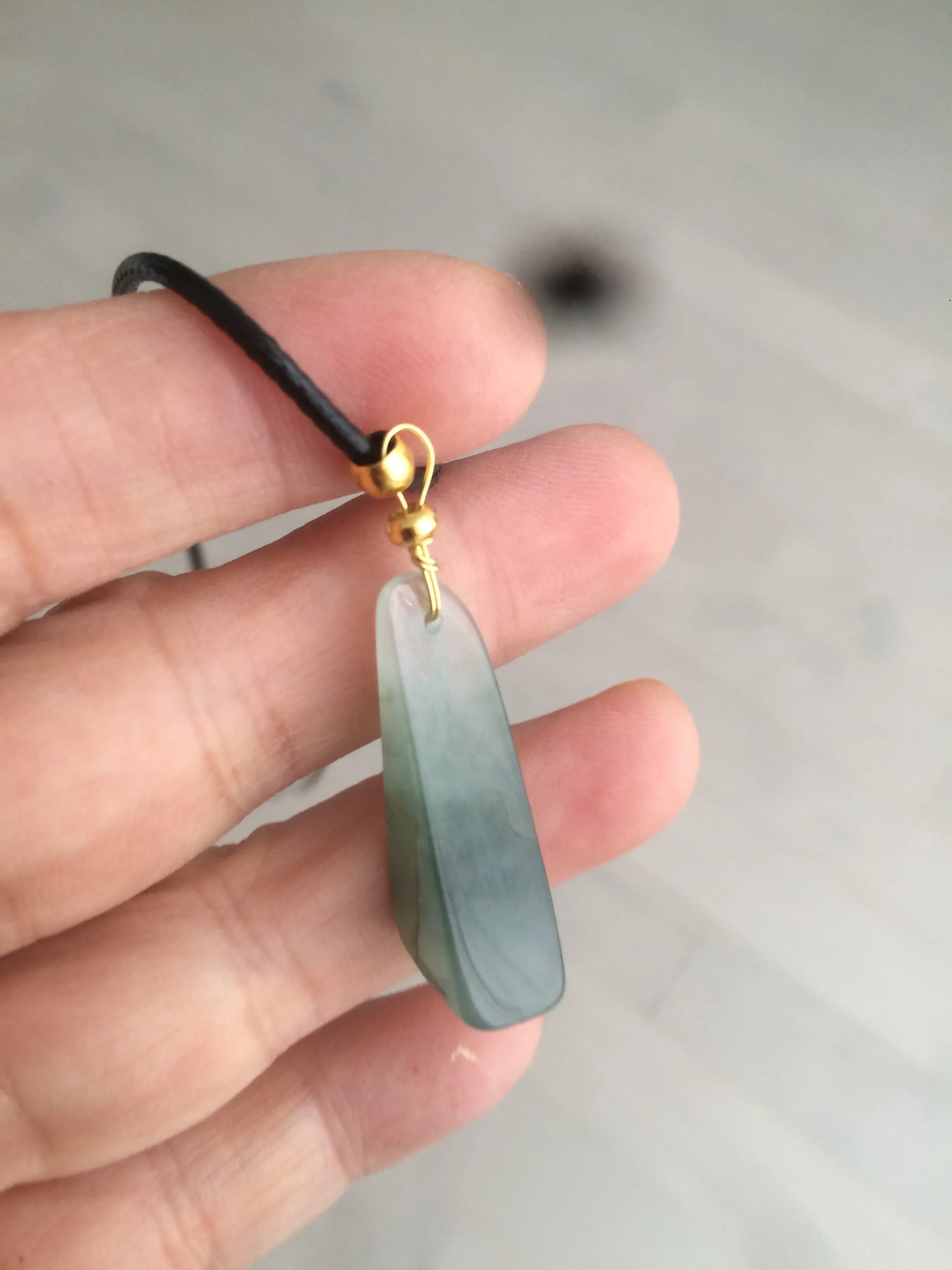 100% Natural icy watery dark green triangular prism jadeite Jade pendant necklace S43