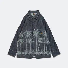 12oz PALM TREE Jacquard Denim CACTUS Coverall - Indigo