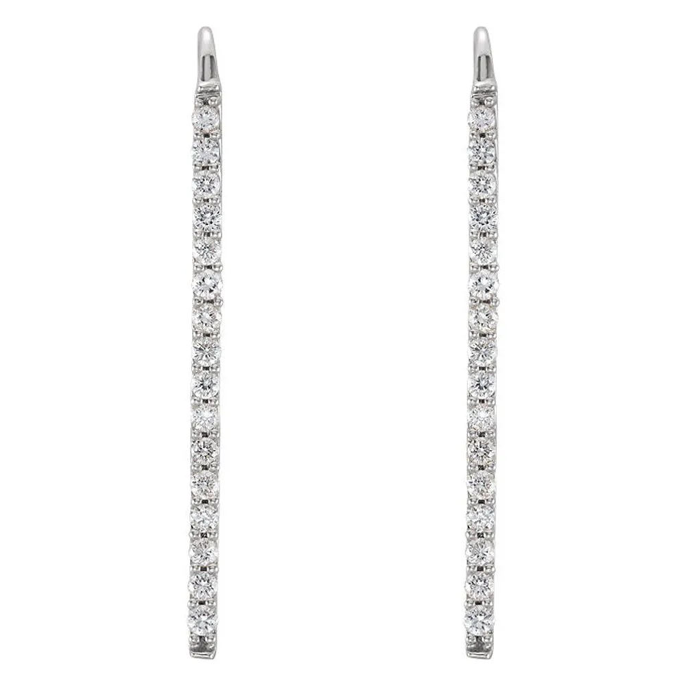 1.3 x 23mm 14k White Gold 1/3 CTW (H-I, I1) Diamond Bar Earrings