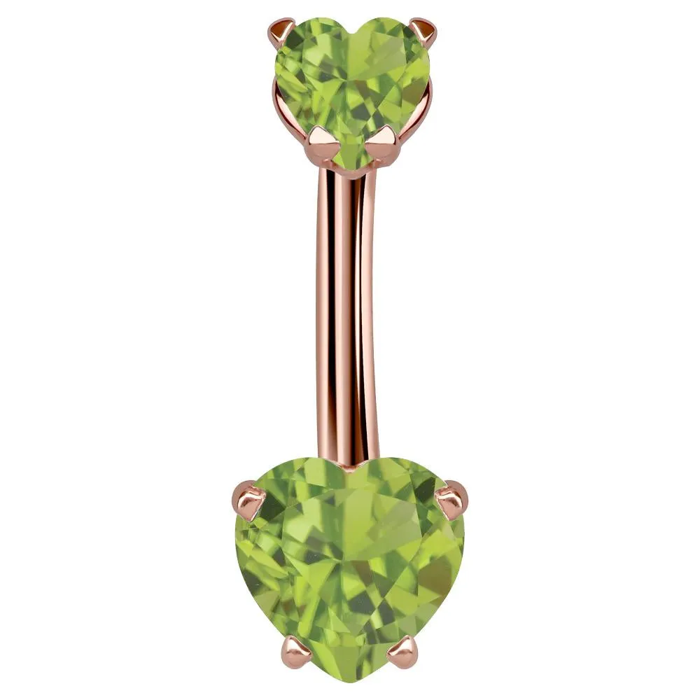 14K Rose Gold Loved Up Gem Belly Rings