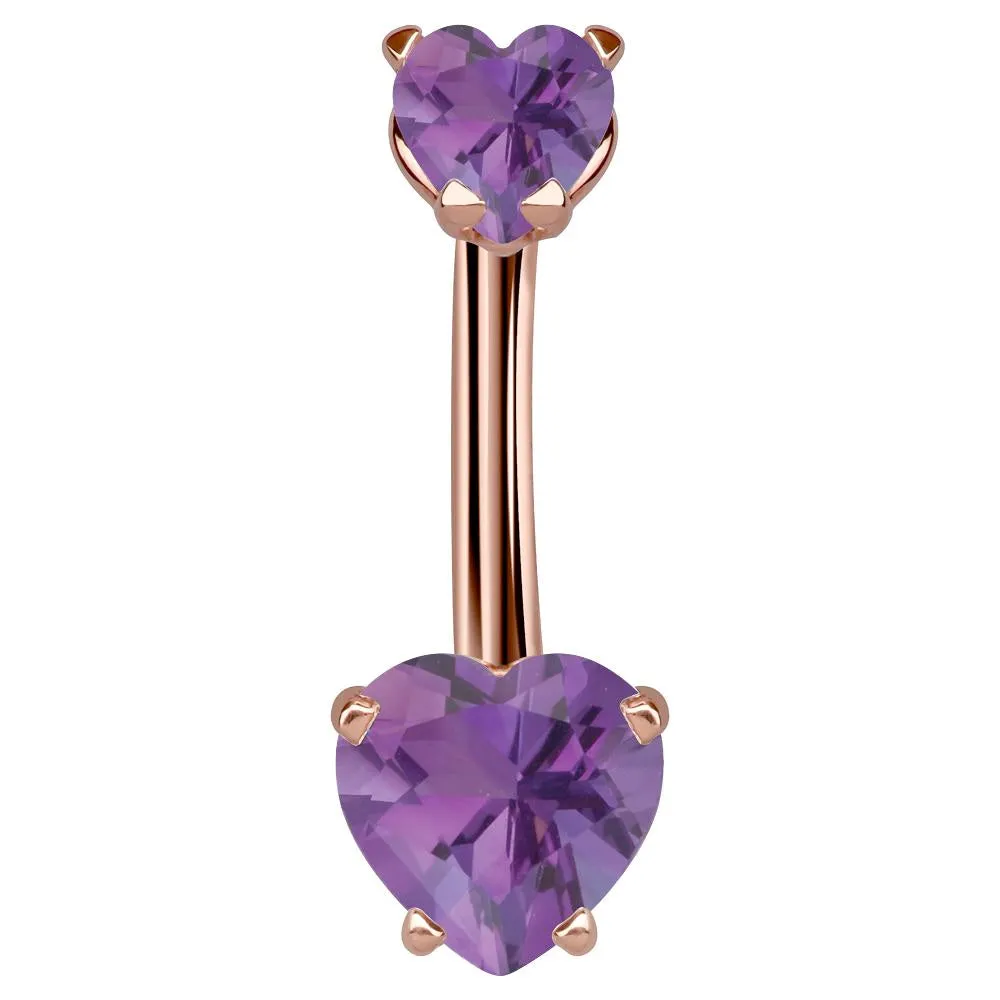 14K Rose Gold Loved Up Gem Belly Rings