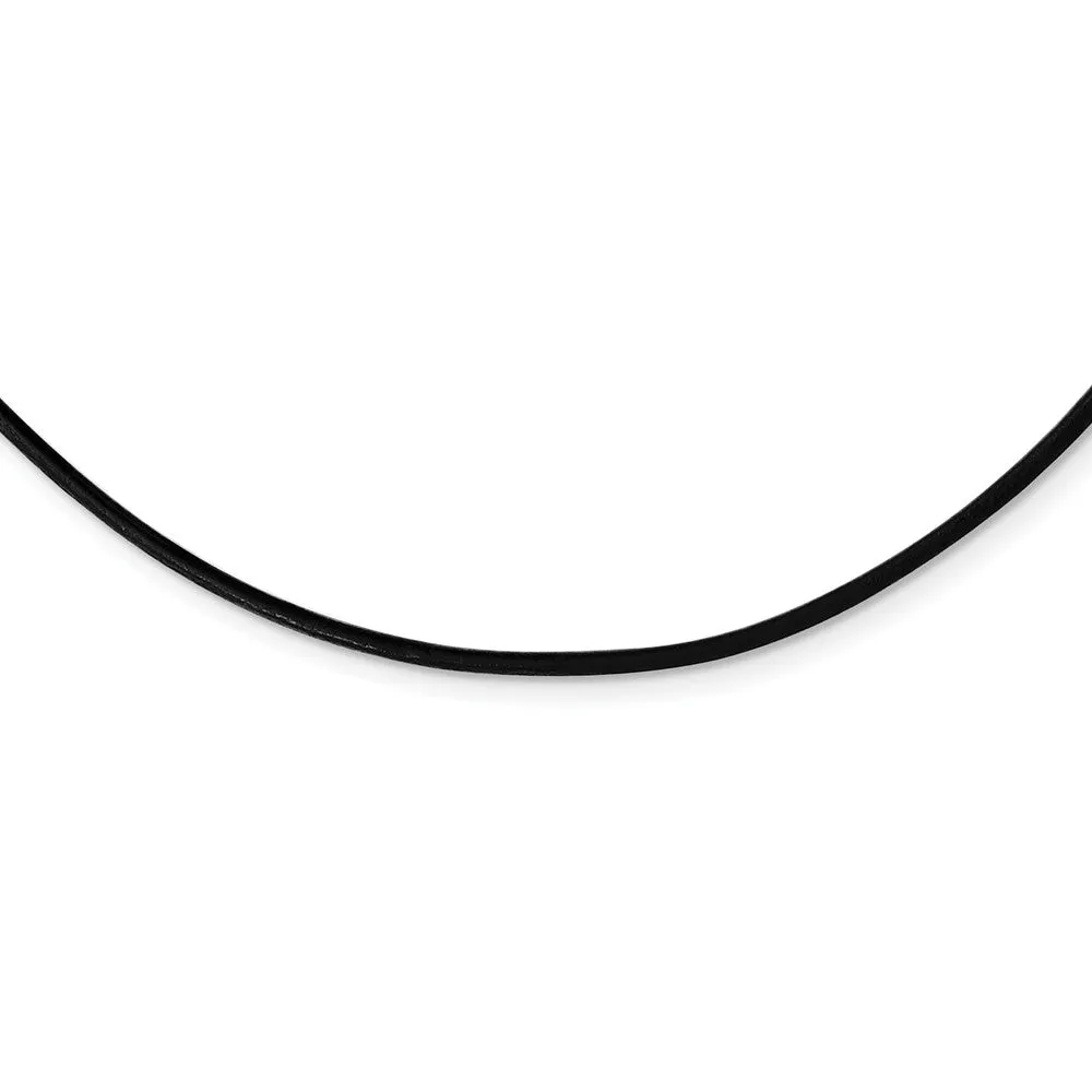 1.5mm Black Leather Cord Chain & Stainless Steel Clasp Necklace