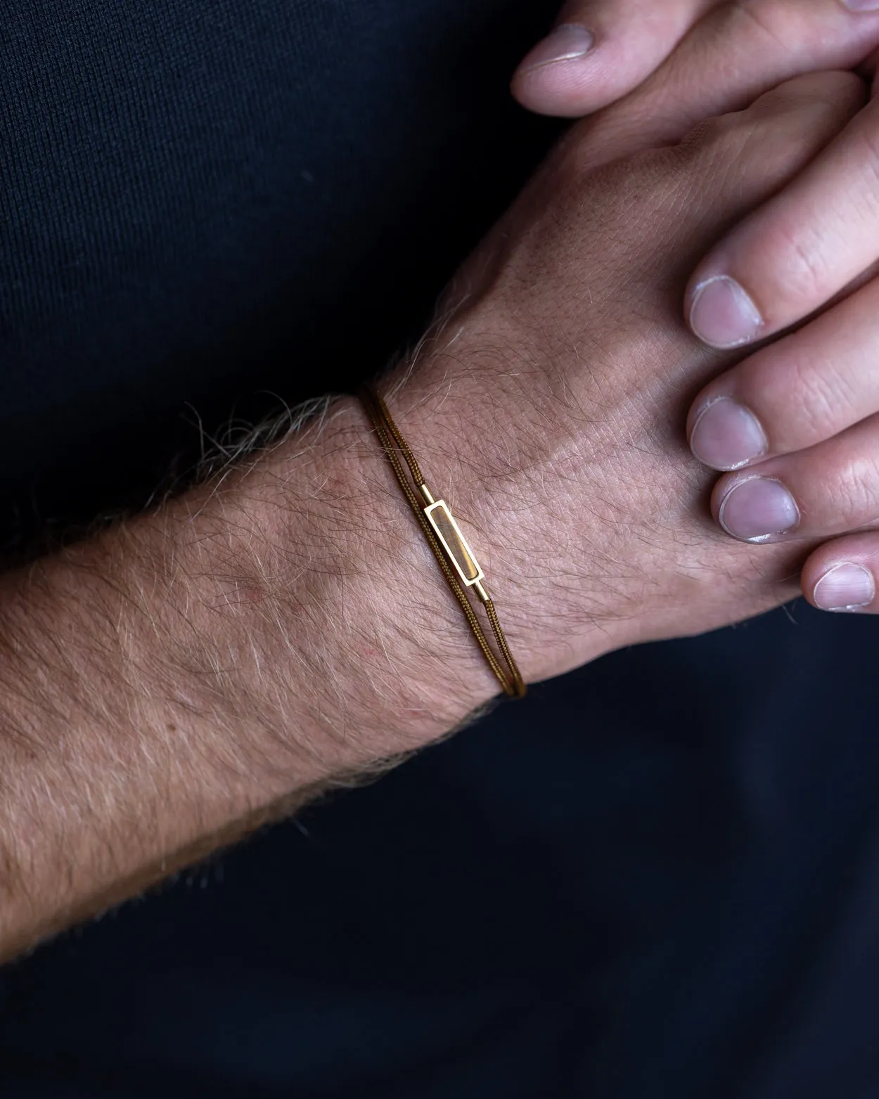 1.5mm Brown nylon bracelet with a Tiger Eye stone