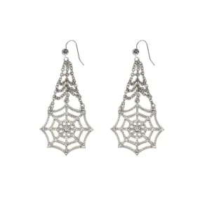 1928 Jewelry Crystal Spider Web Chain Drop Wire Earrings