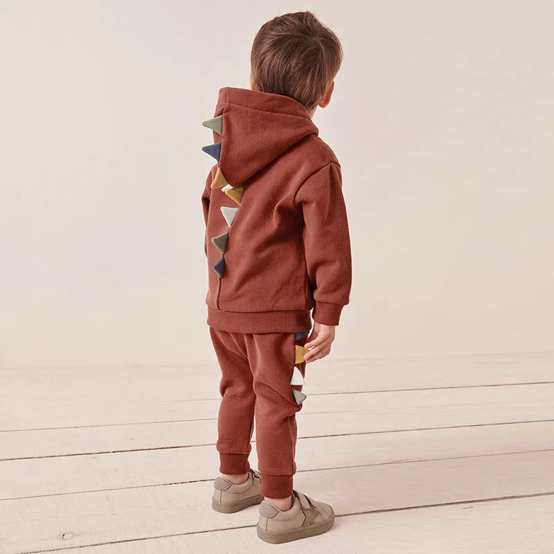 2 Pieces Set Baby Kid Boys Solid Color Dinosaur Hoodies Sweatshirts And Pants Wholesale 231130275