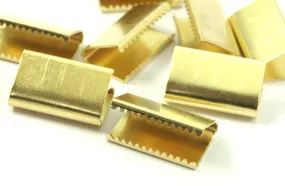 20 Raw Brass Ribbon Crimp Ends Without Loop, Findings (16 X 9.5 Mm) Brs 16905 D0461