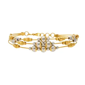 22K Multi-Tone Gold Triple Layer Beaded Bangle (13.3gm)