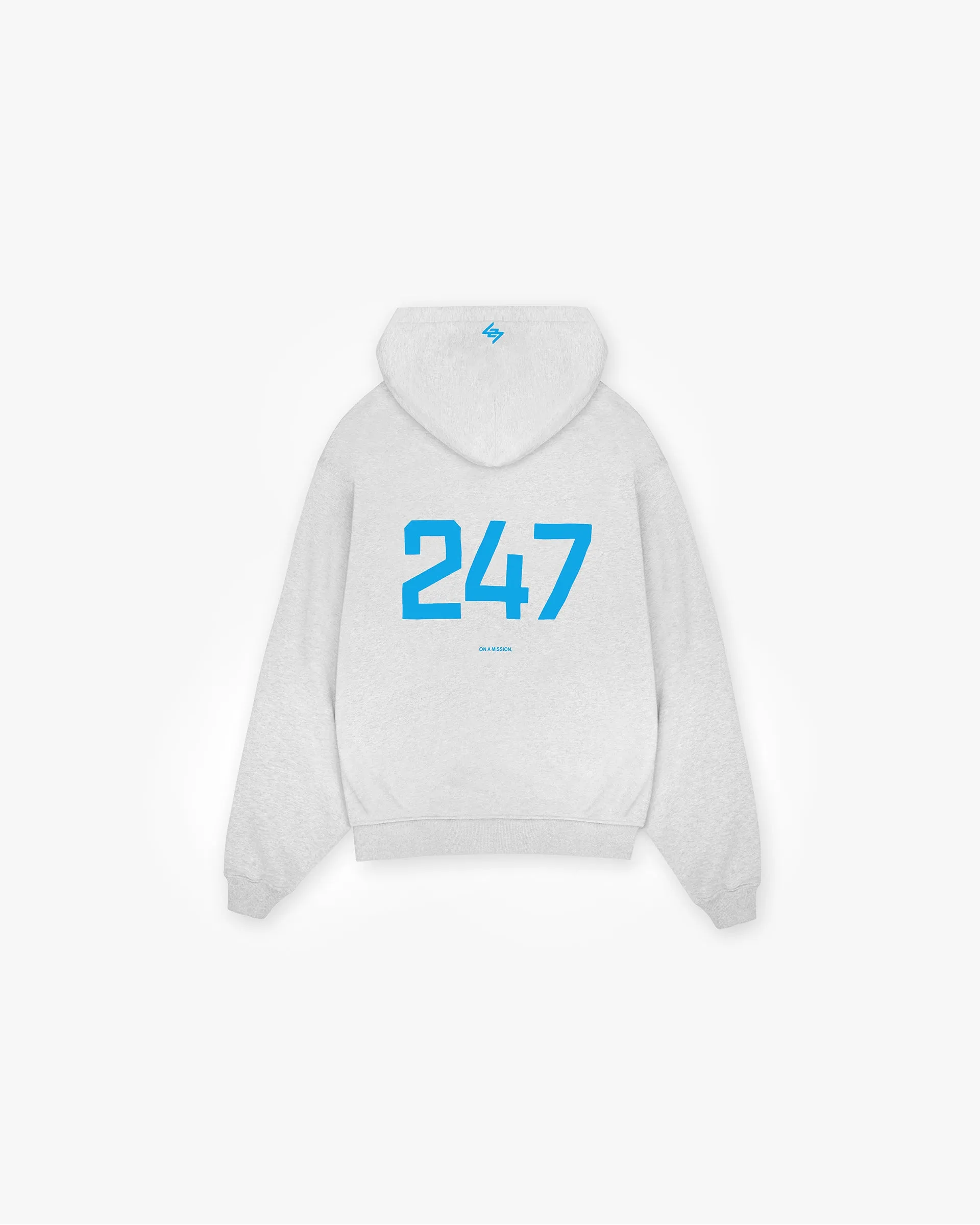 247 Oversized Hoodie - Ash Grey Electric Blue