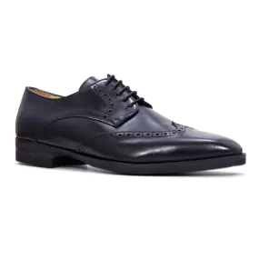 25-531-BLK Stefano Calfskin Wingtip Derby, Black Size 8.5