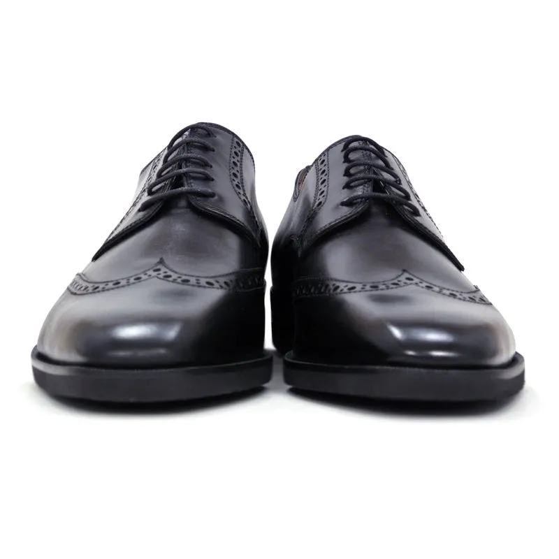 25-531-BLK Stefano Calfskin Wingtip Derby, Black Size 8.5