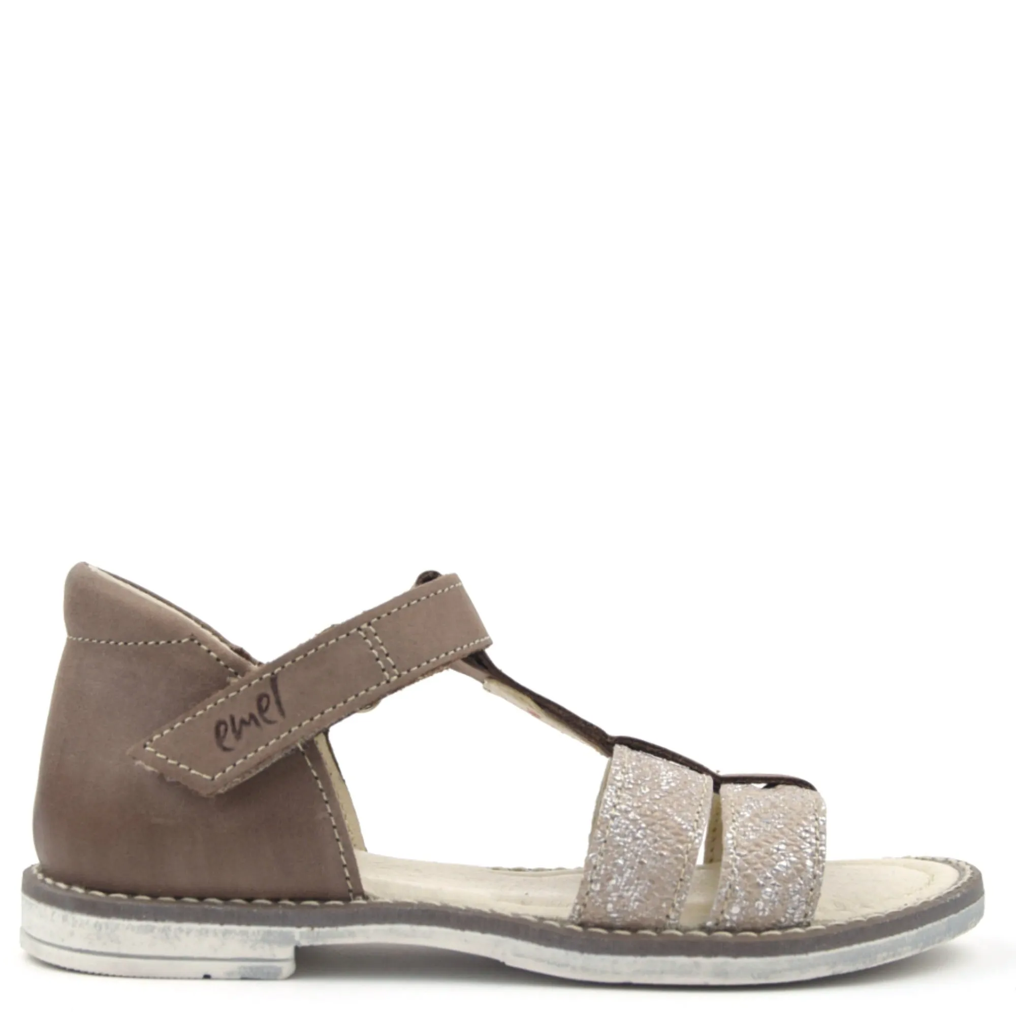 (2568A-12) Emel  strap sandals brown silver