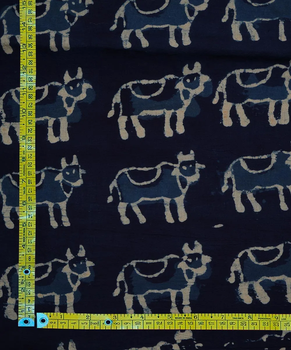 2.5m Blue hand block print cotton sanganeri kurta material