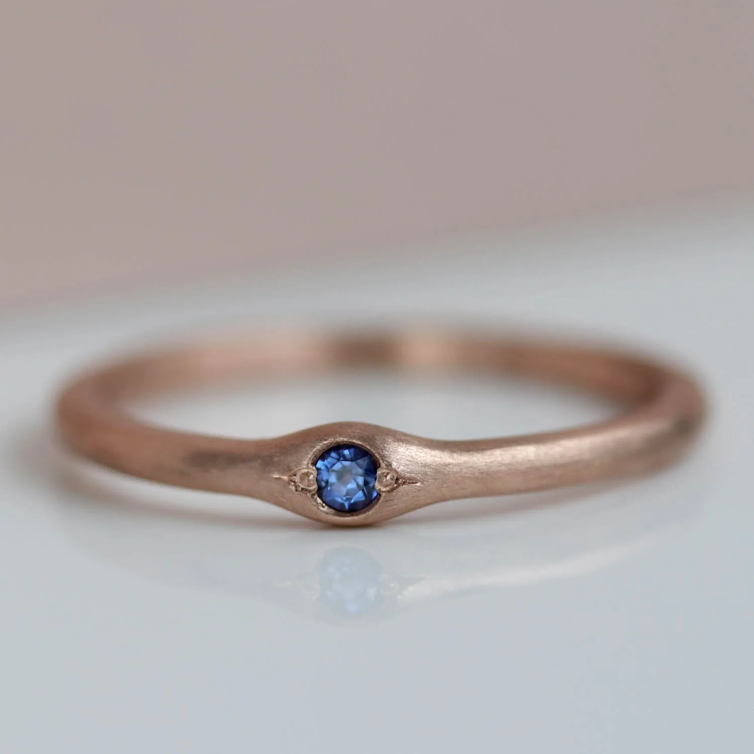 2mm Bump Ring with Light Blue Chatham Sapphire