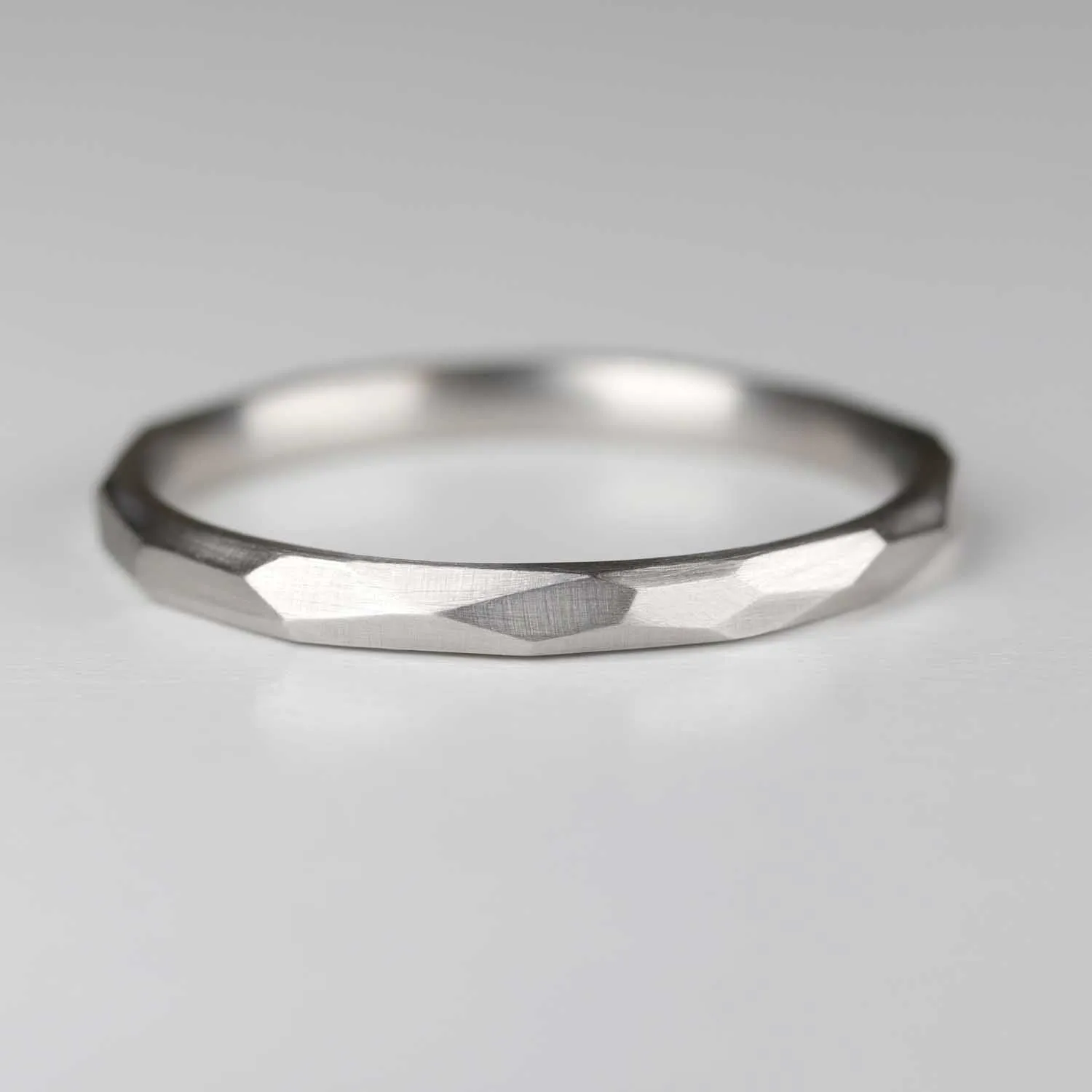 2mm Platinum Faceted Wedding Band