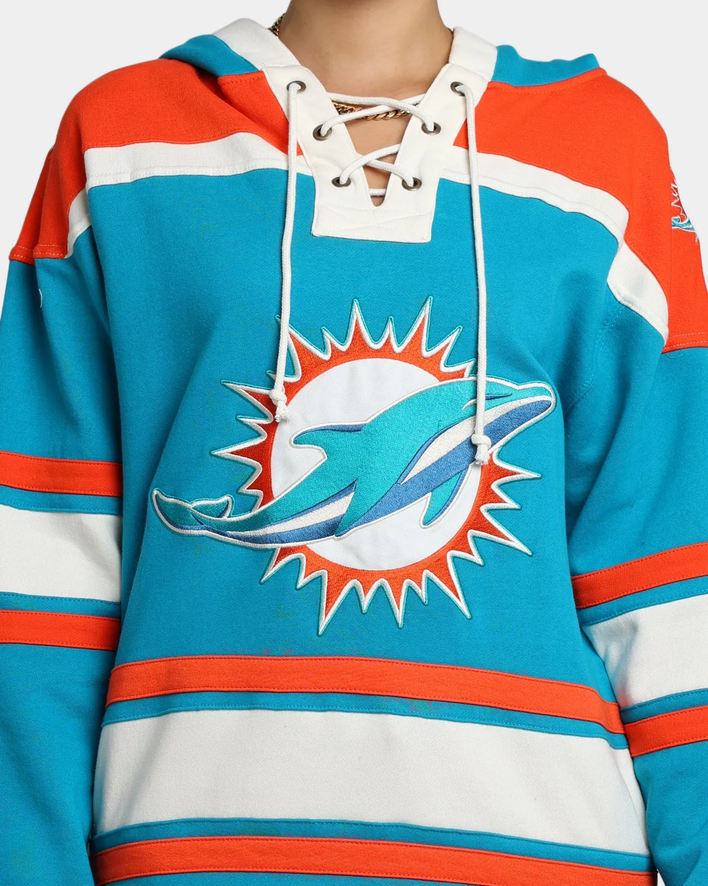 47 Brand Miami Dolphins Superior Lacer Hoodie Neptune/Orange