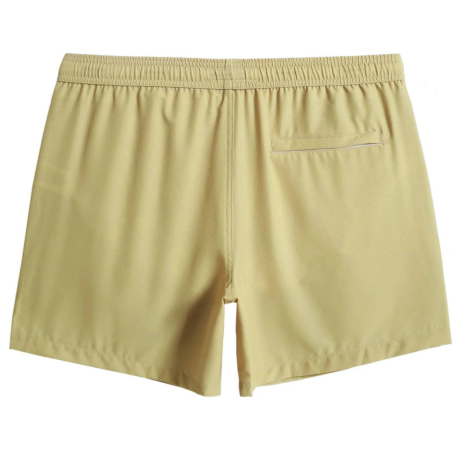 5.5 Inch Inseam Stretch Solid Yellow Swim Trunks