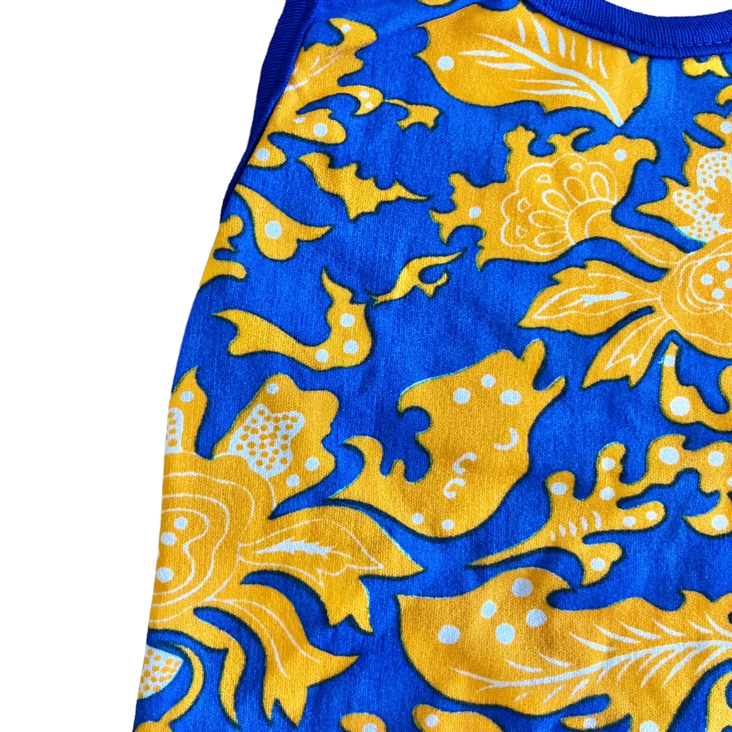 70's Blue / Yellow Printed  Swimming Suit / 5-6Y and 6-8Y