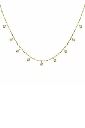 9 Diamond Drop Station Choker - Yellow Gold