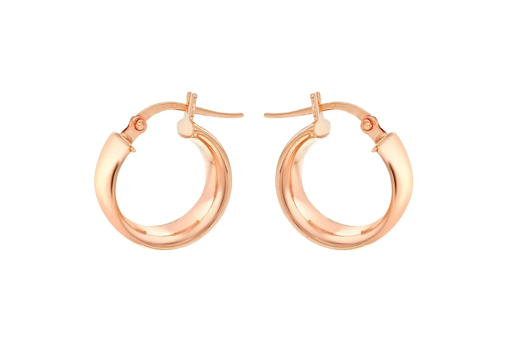 9K Rose Gold 6mm Band 14mm Creole Earrings