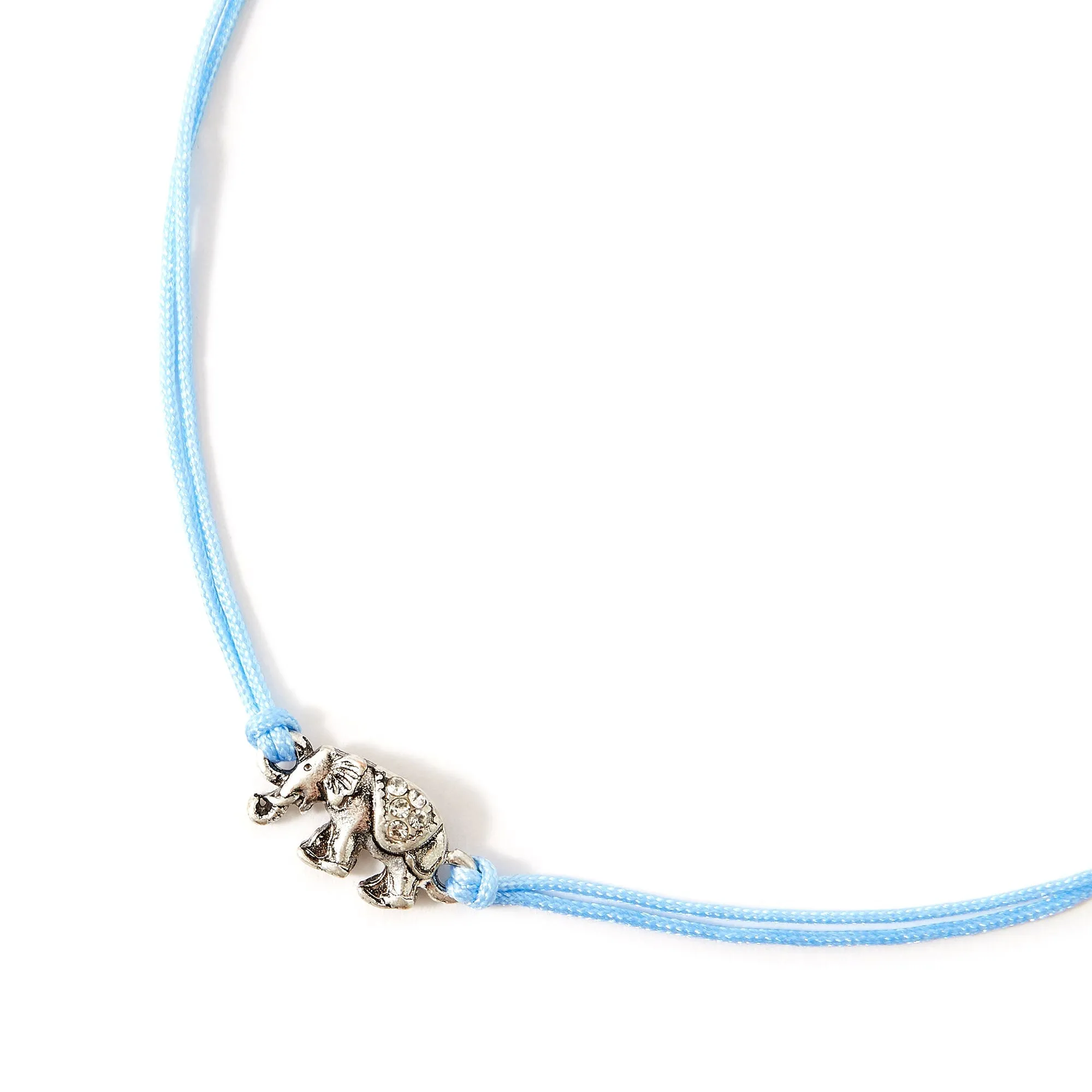 Accessorize London Women's Light Blue Sparkle Elephant Threaded Anklet