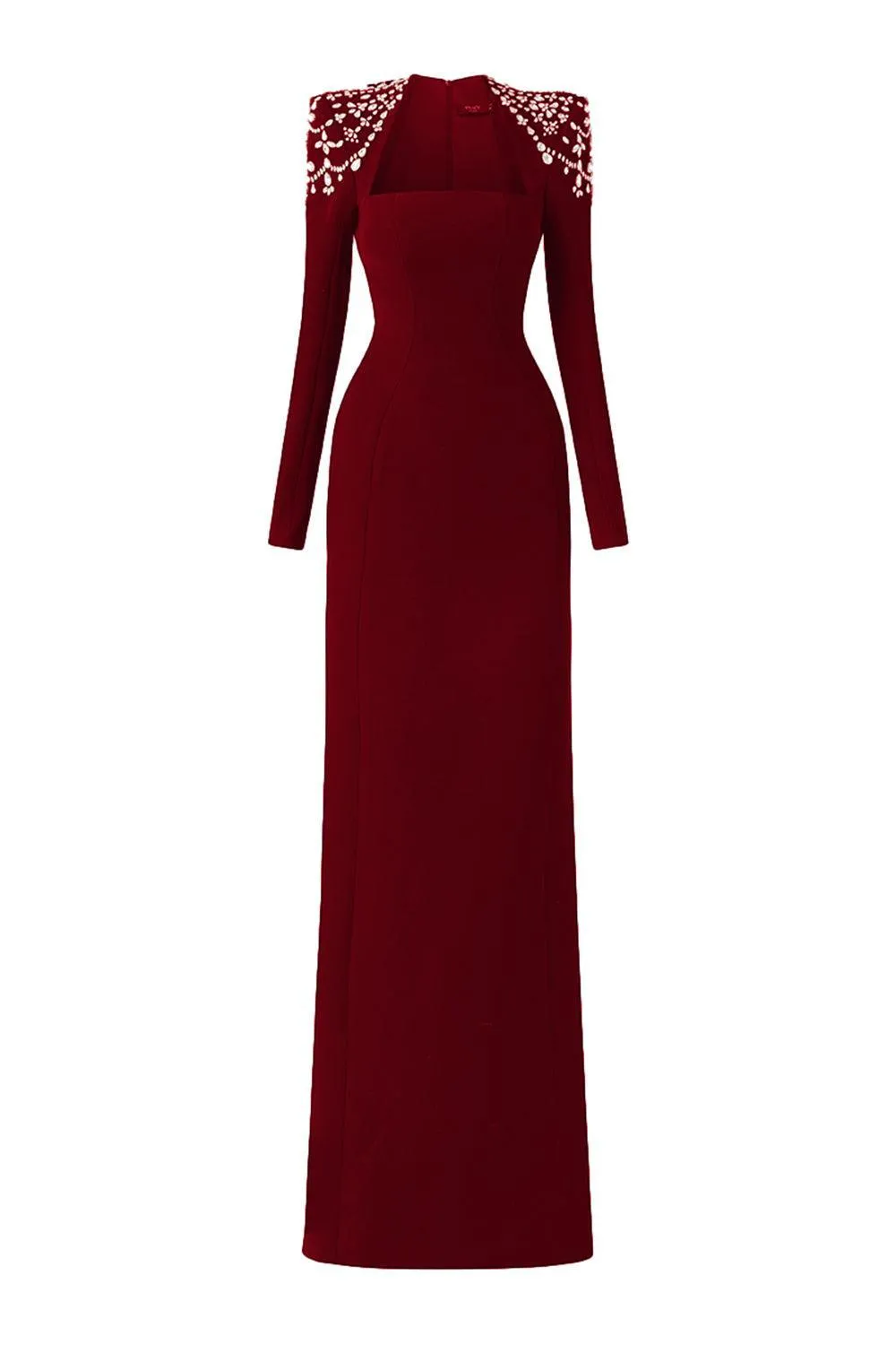 Adeline Bodycon Long Sleeved Crepe Floor Length Dress