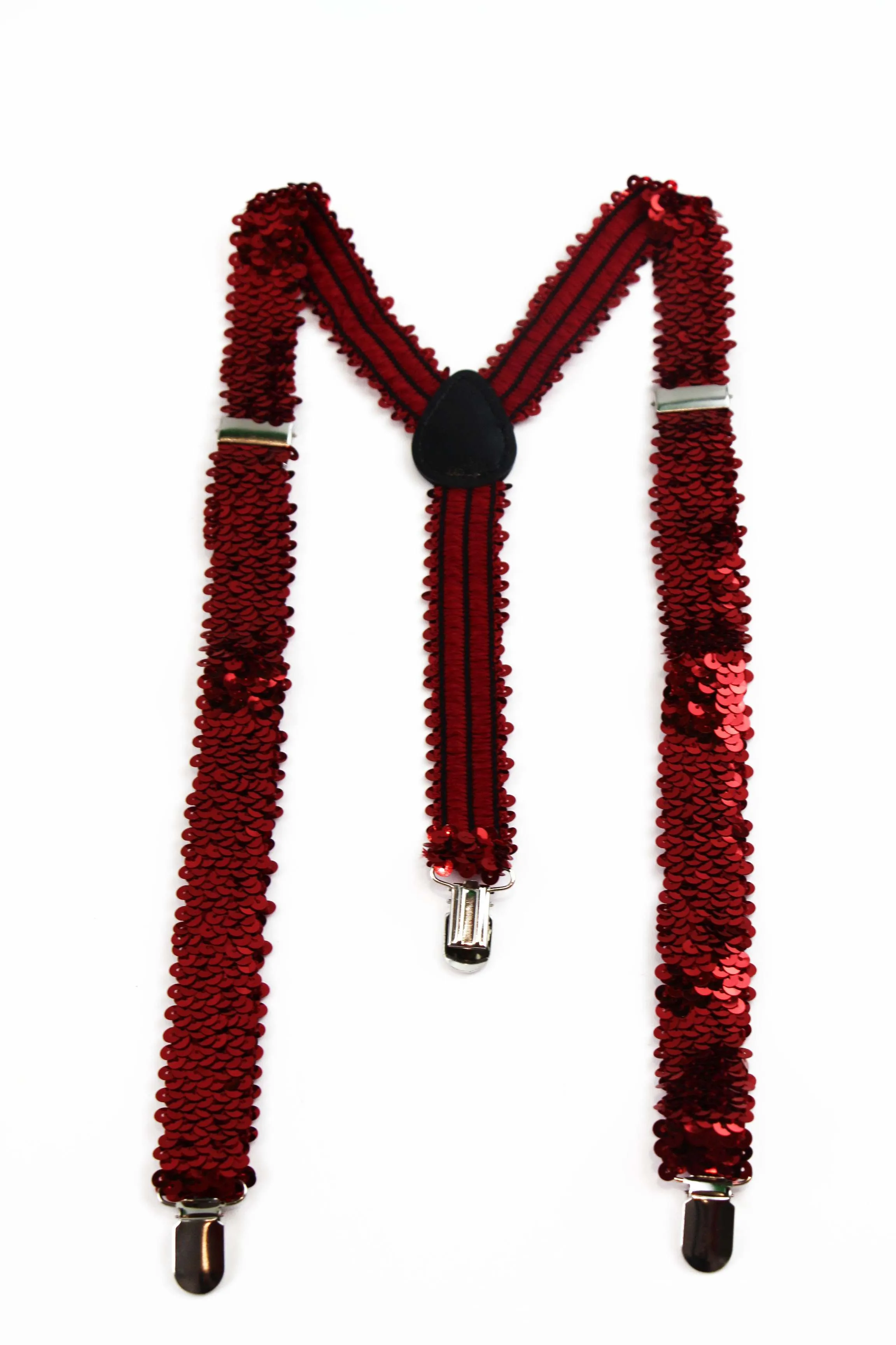 Adjustable 100cm Red Mens & Womens Sequin Suspenders