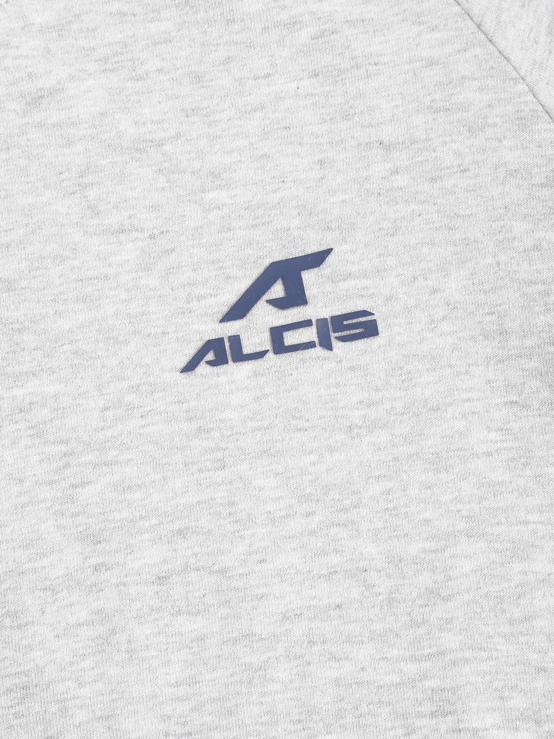 Alcis Boys Grey Melange Printed Back Round Neck T-shirt