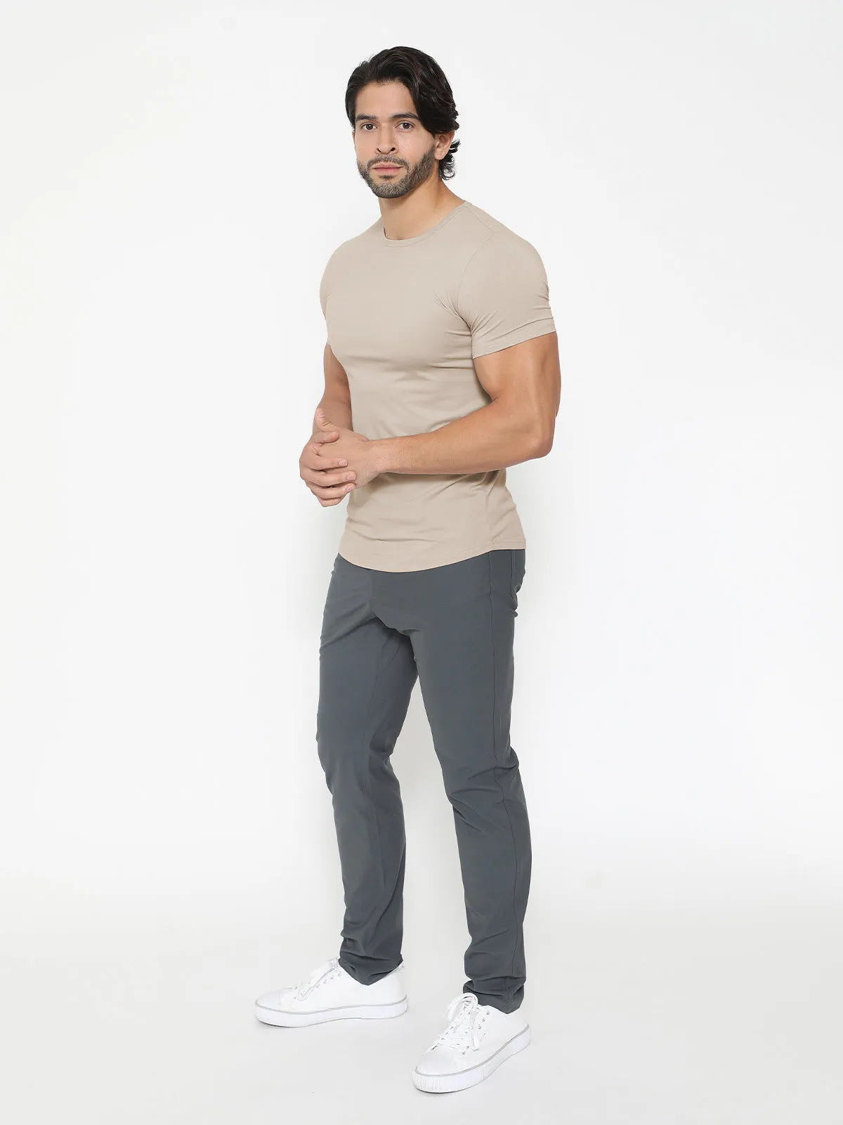 All Day Elite Curve-Hem Tee Short Sleeve Sand