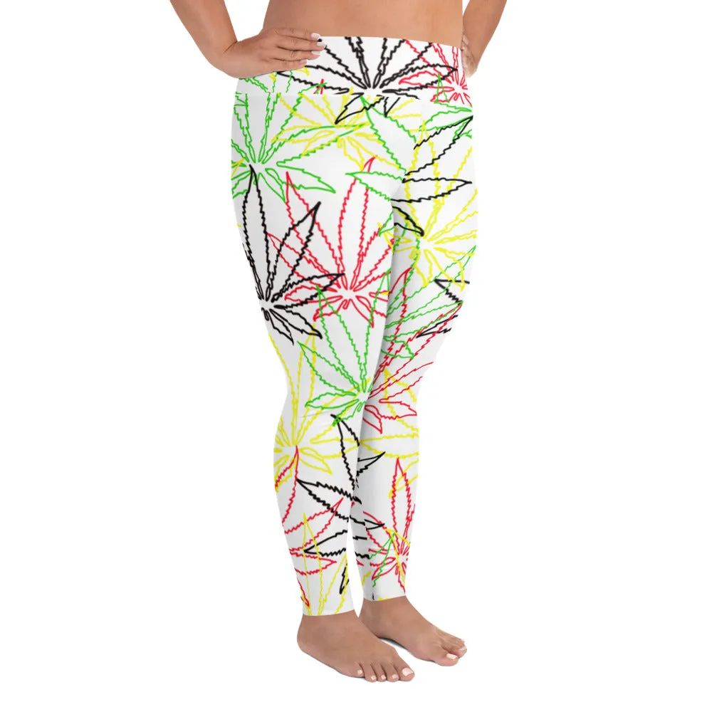 All-Over Print Plus Size Hollow Leaf E4SO Leggings