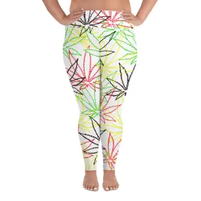 All-Over Print Plus Size Hollow Leaf E4SO Leggings