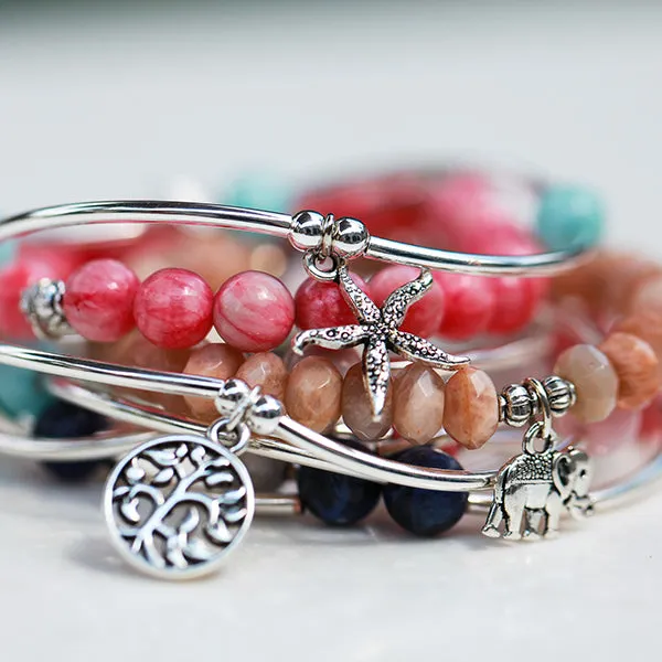 Anchor | Soft Bangle Charm Bracelet | Turquoise