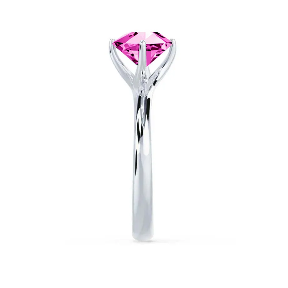 ANNORA - Chatham® Pink Sapphire 18k White Gold Twist Solitaire Ring