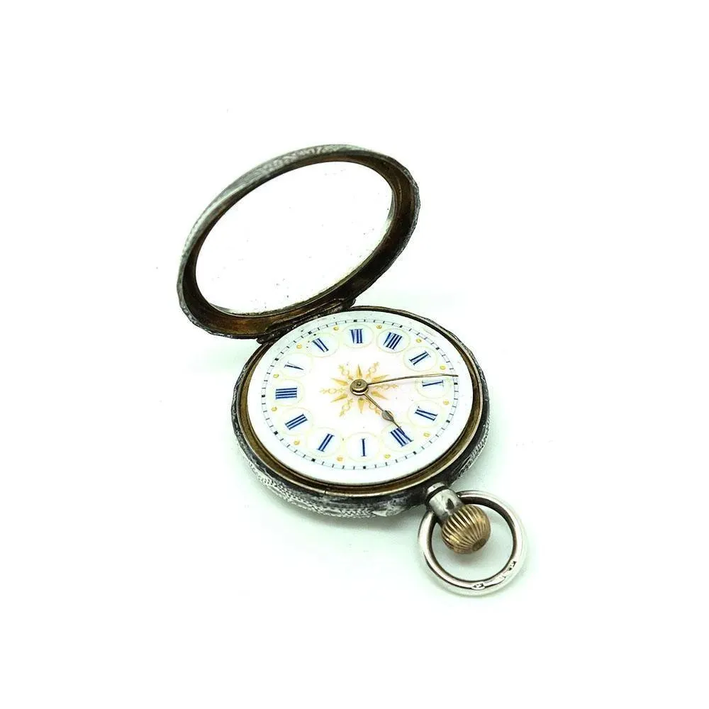 Antique 1888 Swiss Sterling Silver & Gold Pocket Watch