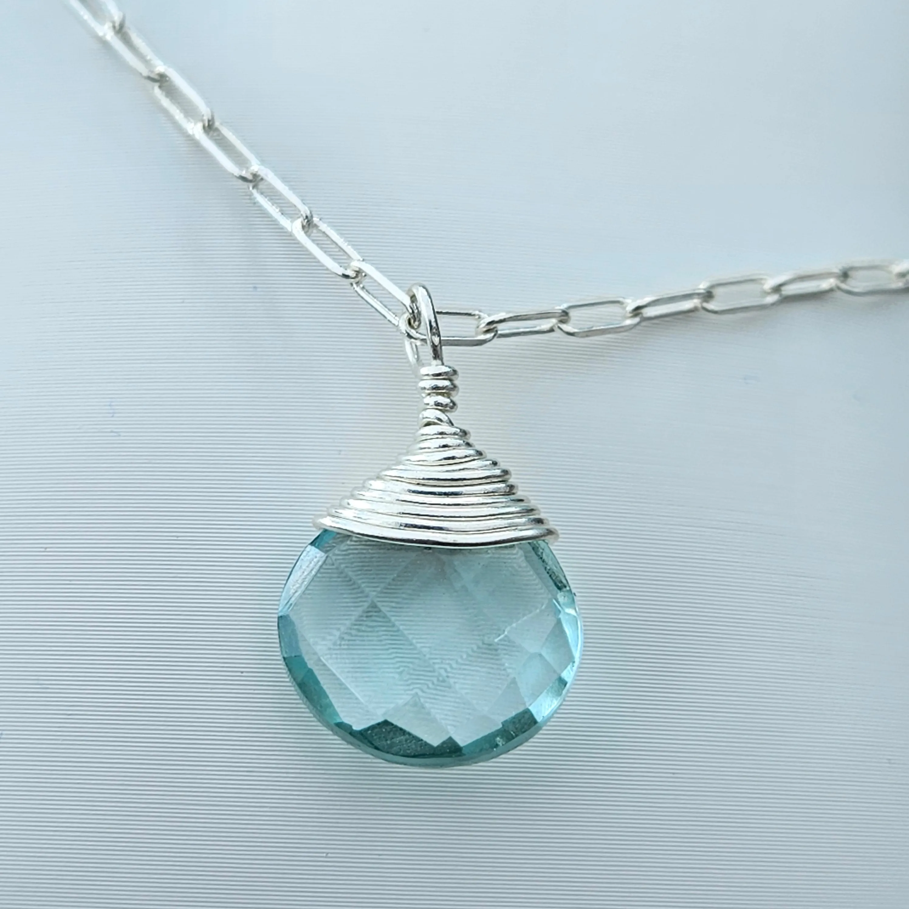 Aqua Blue Topaz Journey Necklace - Silver