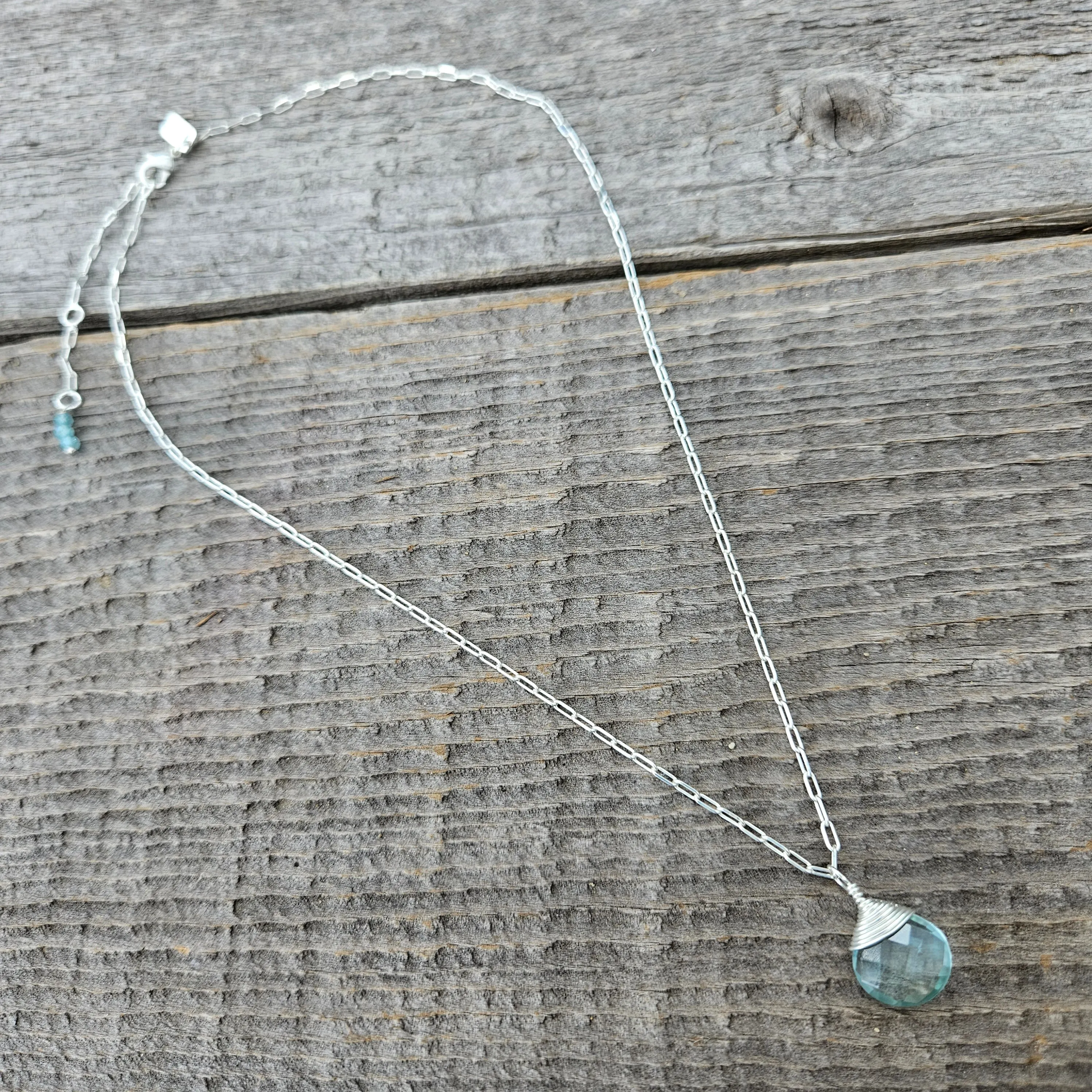 Aqua Blue Topaz Journey Necklace - Silver