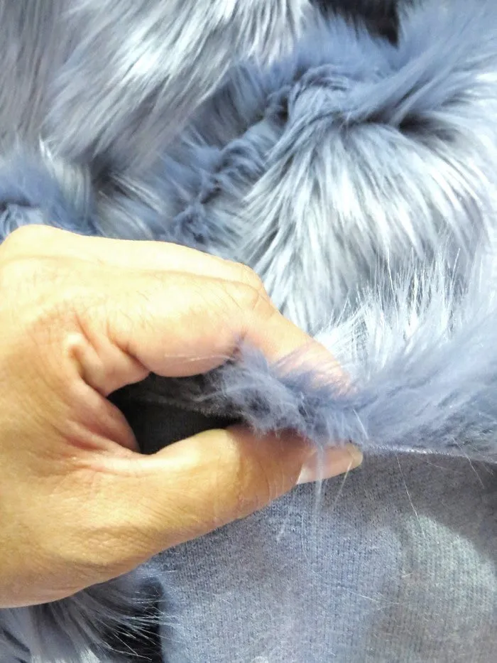 Aqua Solid Shaggy Long Pile Faux Fur Fabric / Sold By The Yard (Second Quality Goods)