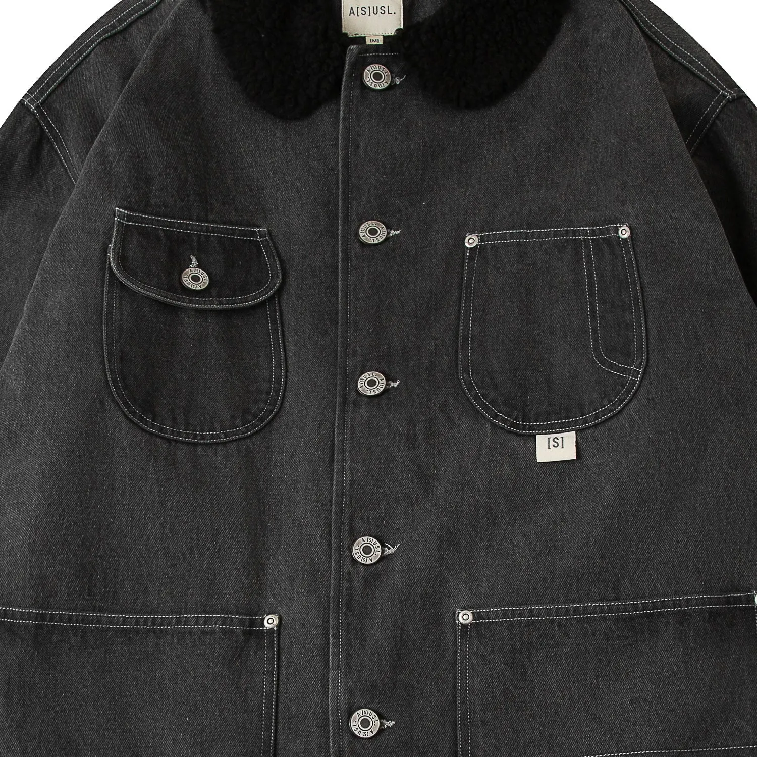 A[S]USL DENIM WORKER JACKET-DENIM BLACK