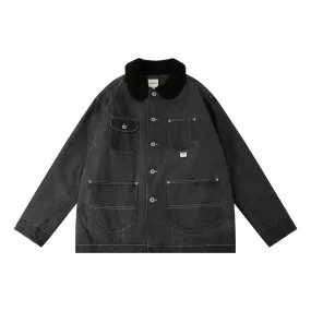 A[S]USL DENIM WORKER JACKET-DENIM BLACK