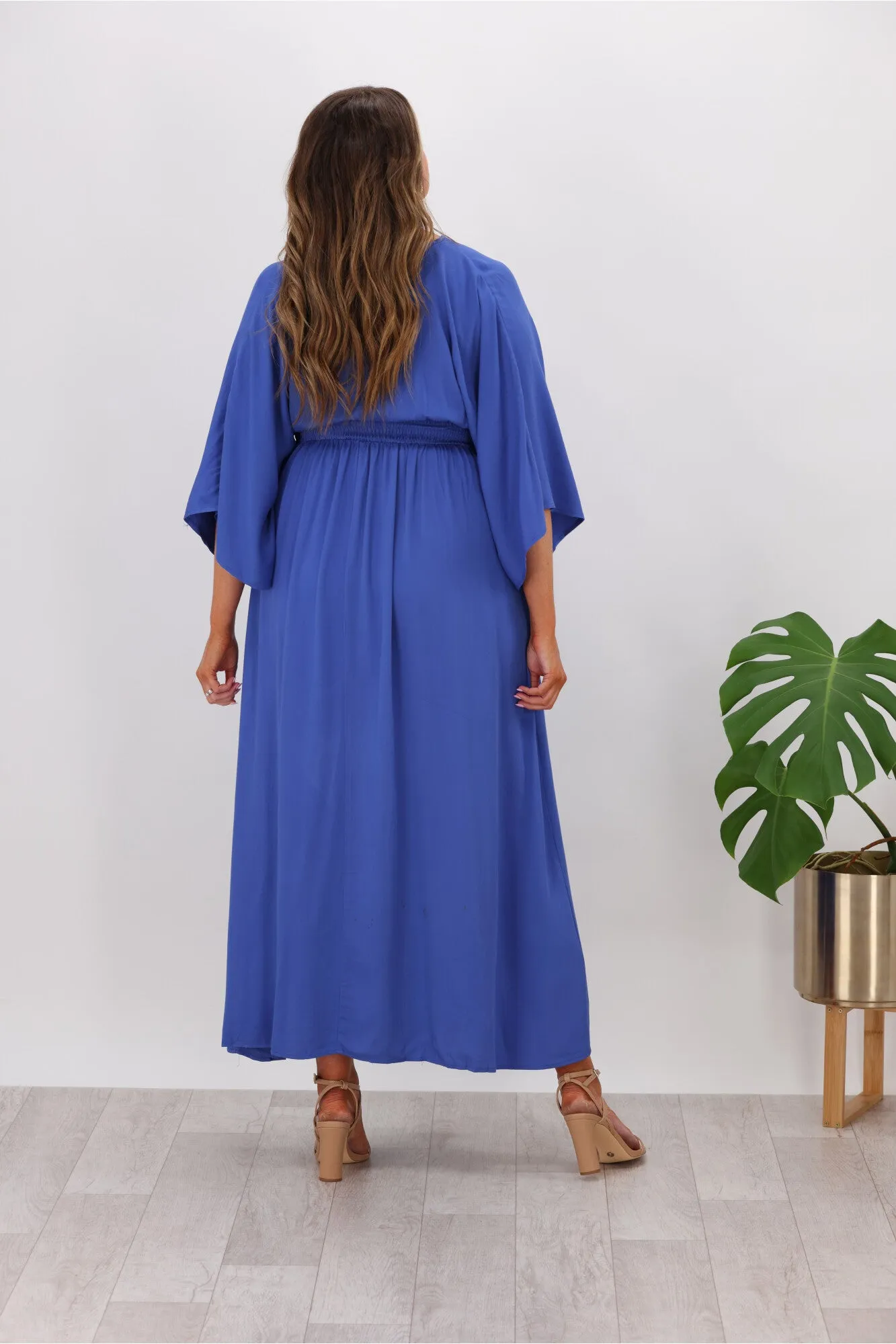 Avamia Margot 3/4 Sleeve Maxi Dress Blue