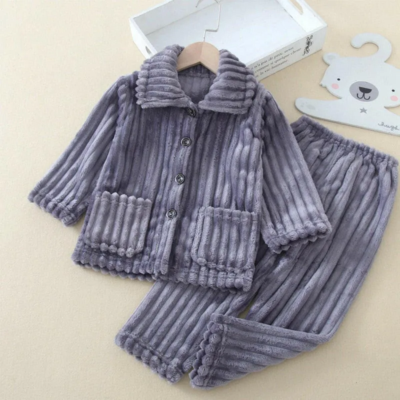 Baby Boys Solid Flannel Pajama Sleepwear Set