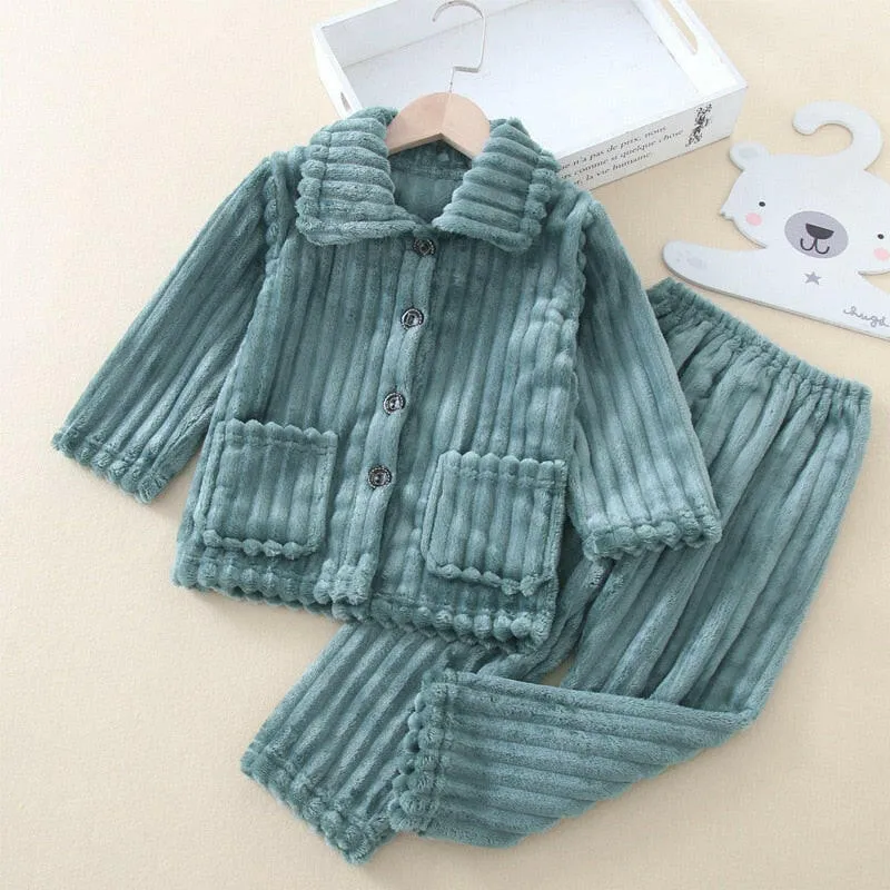 Baby Boys Solid Flannel Pajama Sleepwear Set