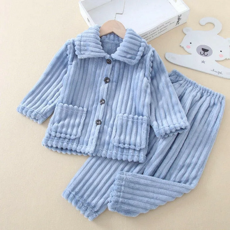 Baby Boys Solid Flannel Pajama Sleepwear Set