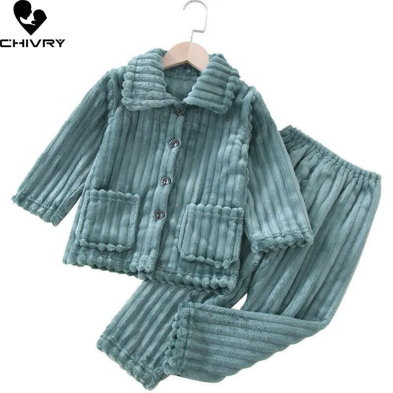 Baby Boys Solid Flannel Pajama Sleepwear Set