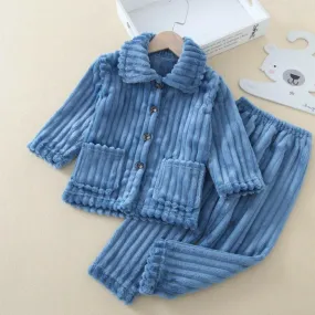 Baby Boys Solid Flannel Pajama Sleepwear Set