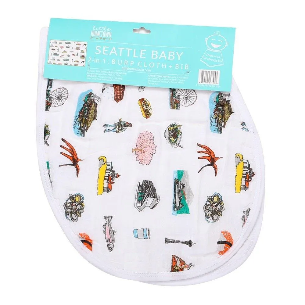 Baby Burp Cloth & Bib Combo: Seattle