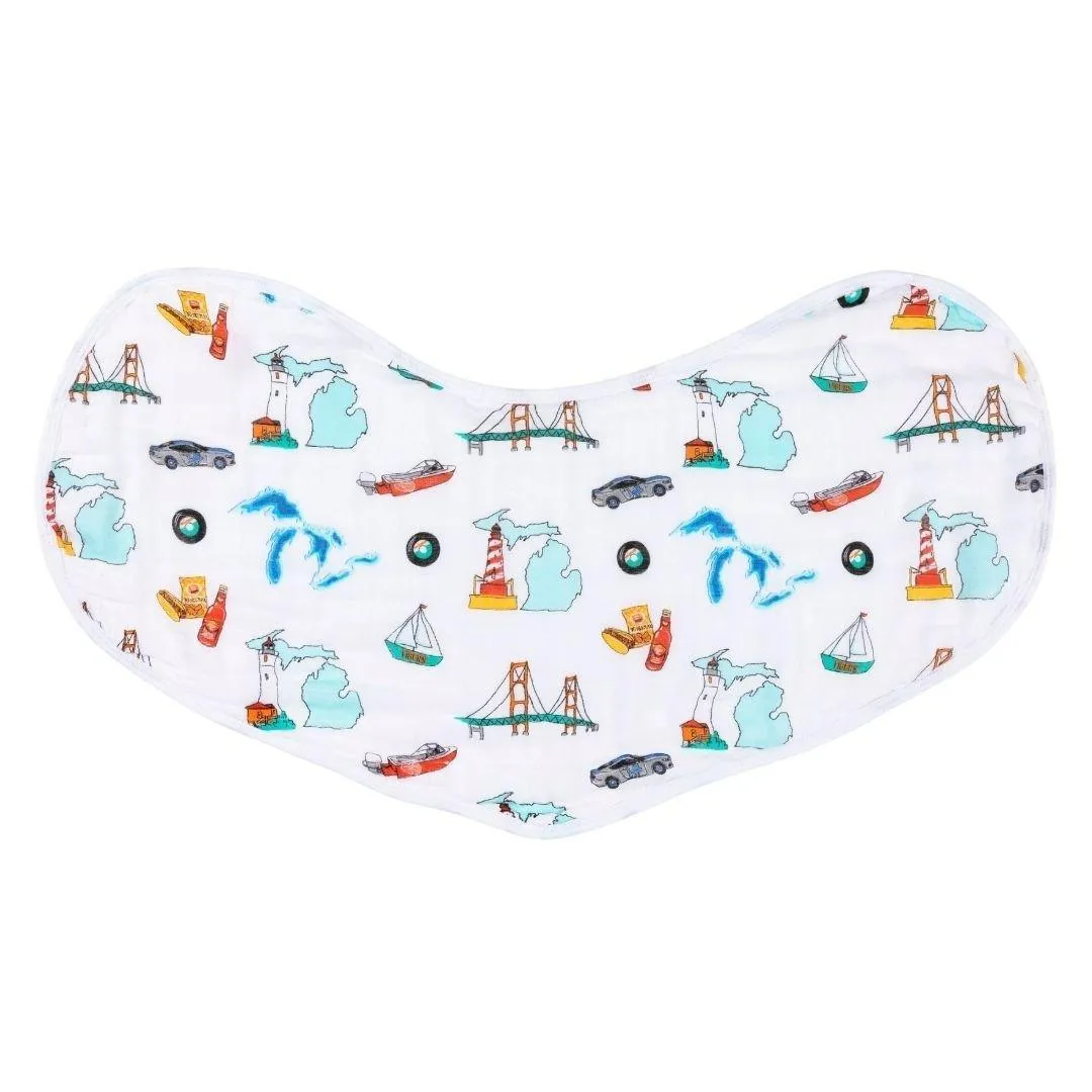 Baby Burp Cloth and Wraparound Bib (Michigan Baby)