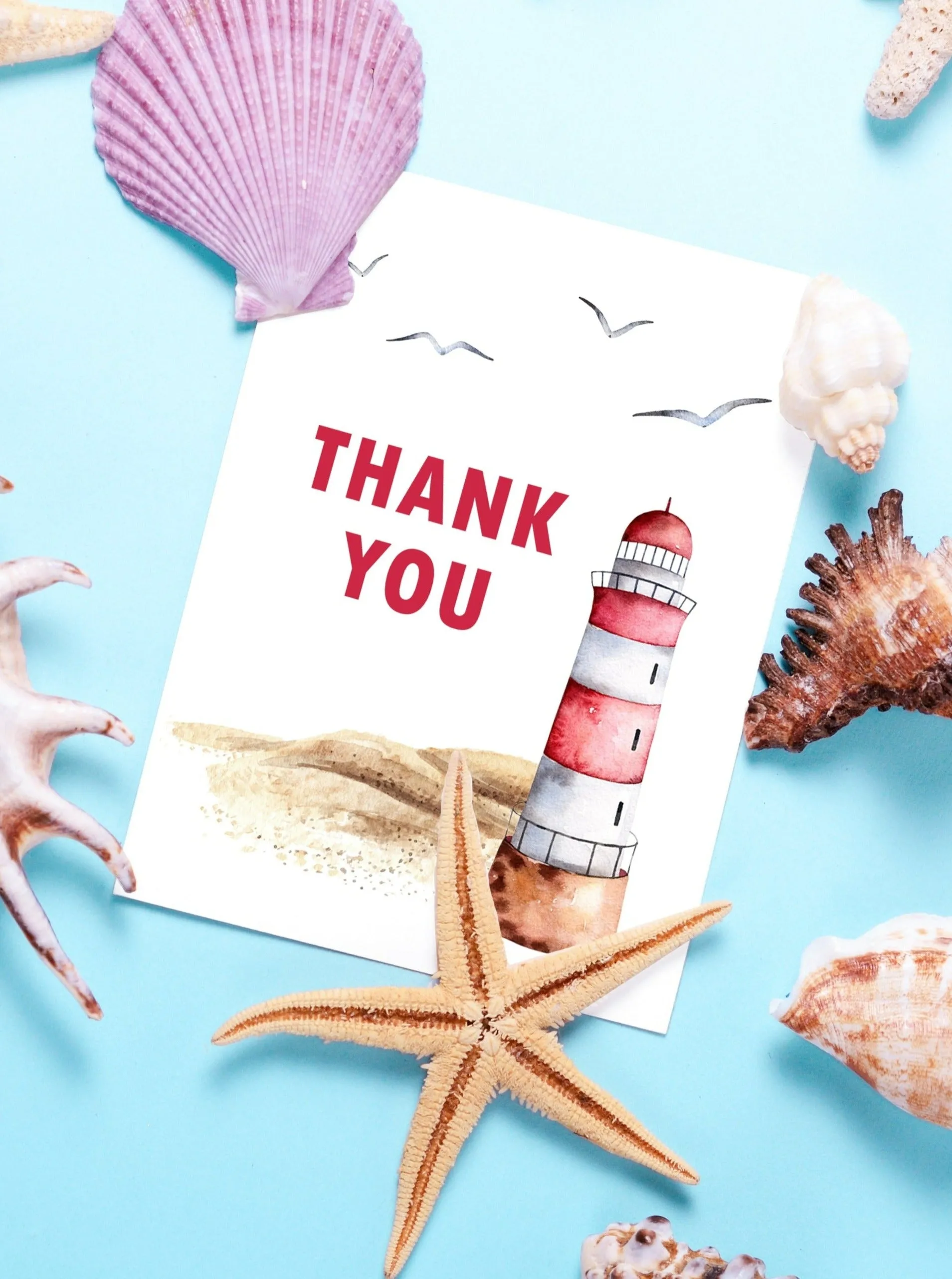 Beach Lighthouse Thank You Card