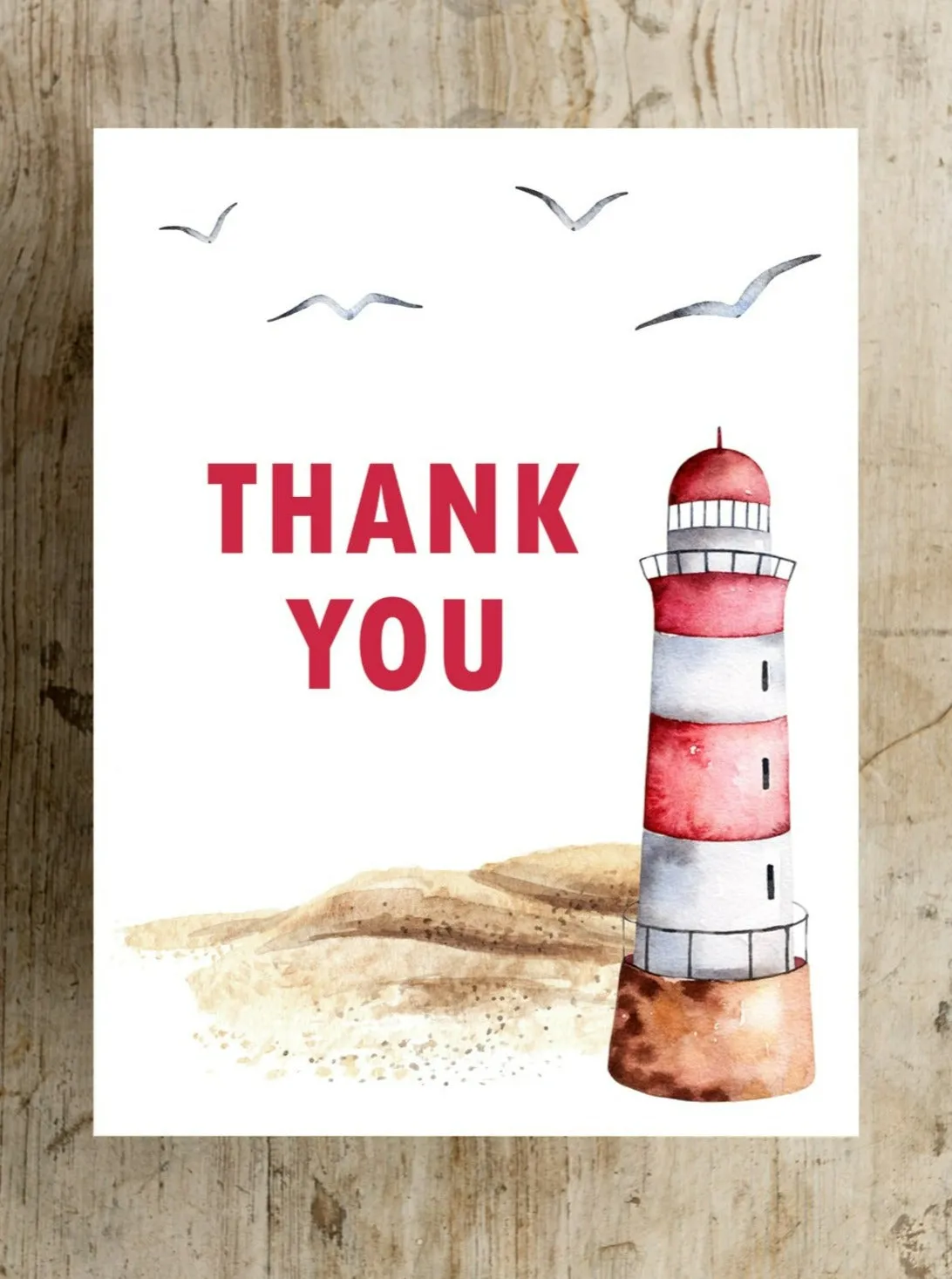 Beach Lighthouse Thank You Card