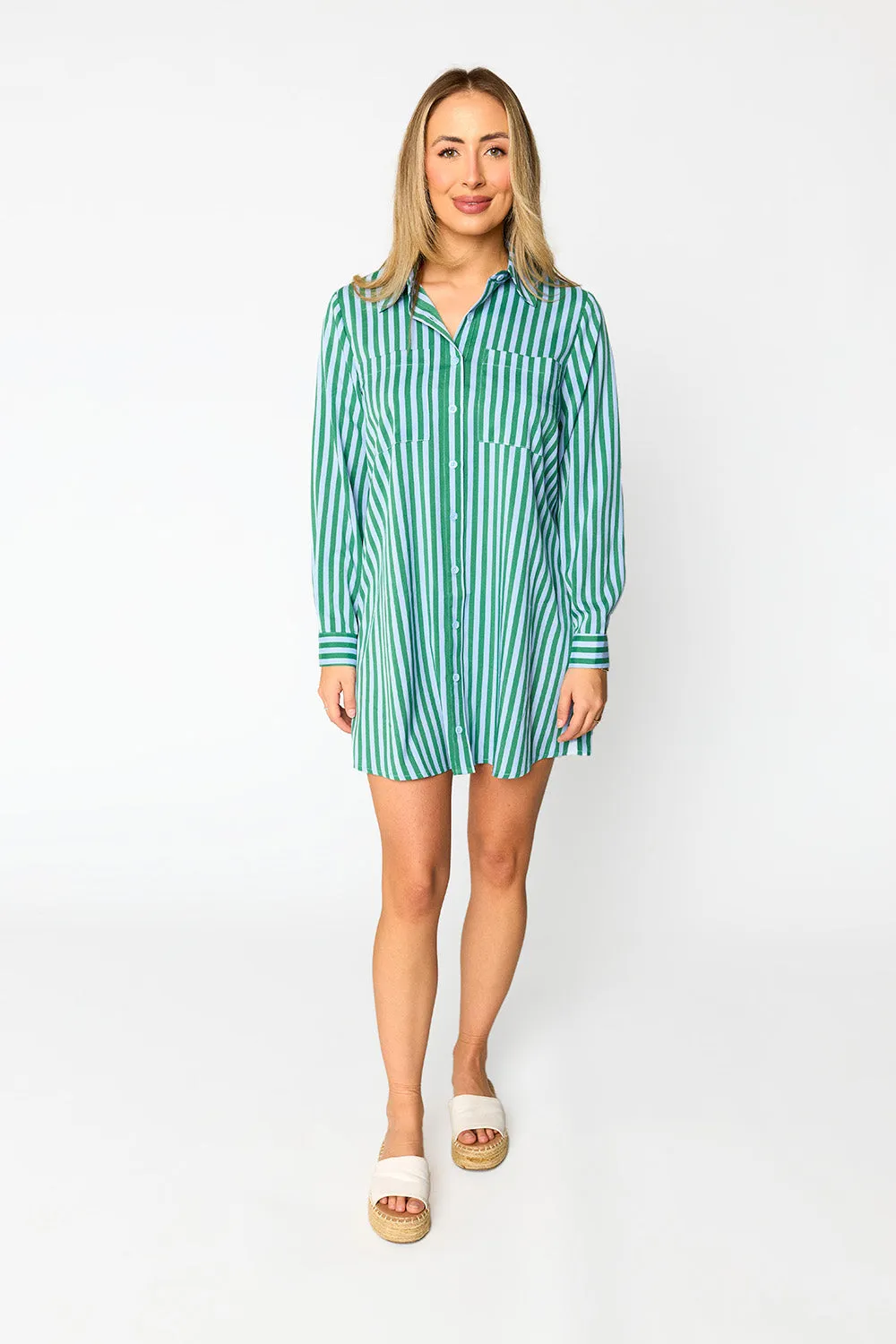 Beau Mini Shirt Dress - Cucumber Water