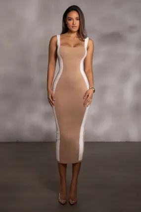 Beige Donna Knit Midi Dress